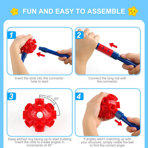 SpringFlower Fort Building Kit for Kids - 100 Pcs STEM Construction Toys for Indoor & Outdoor Creative Play