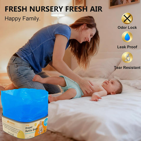 1080 Pack 2 Jumbo Square Diaper Bags Refill Compatible with Diaper Genie Classic/Compact/Select Pails, Holds up