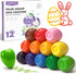 JUPITEARTH 12 Colors Egg Crayons for Toddlers 1-3, Palm-Grasp Non Toxic Jumbo