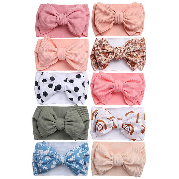 KIDOCHEESE Oversized Baby Headbands with Bows, Elastic Nylon Hairbands for Newborns, Infants, Toddlers & Kids