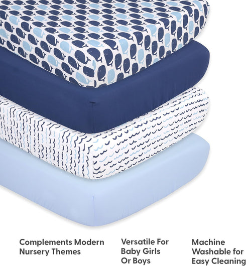 4-Pack Set The Peanutshell Fitted Crib Sheet - Super Soft & Breathable Baby Girl or Boy Crib Sheets, Nursery Decor, Fit