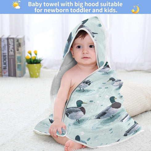 Pigsaly 30 30 Cute Mallard Ducks Hooded Baby Towel Farmhouse Animals Baby Bath Towel Unisex Toddlers Hooded Towels