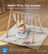 9 little dove Baby Gym with Mat, Wooden Play Gym with Sensory Toys, Foldable Baby Play GymFrame Activity Center