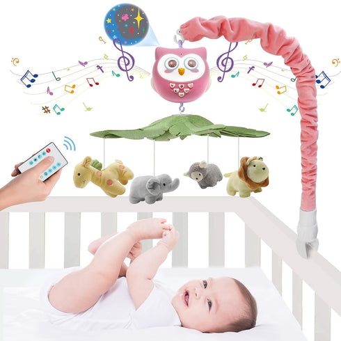 YUNGCHI Baby Crib Mobile with Music and Lights for Boys Musical Mobile