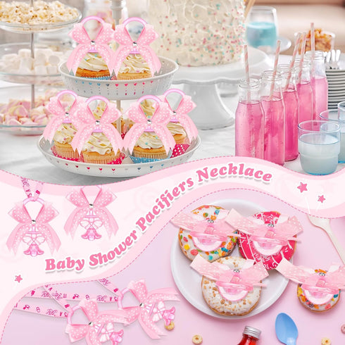 Tondiamo 60 Pcs Baby Shower Pacifier Necklace for Chupones para Baby Shower Game Party Favor Acrylic Angel Pacifier