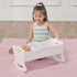 Badger Basket Toy Rocking Doll Bed with White Bedding and Personalization Kit for 20 inch Dolls - White Rose
