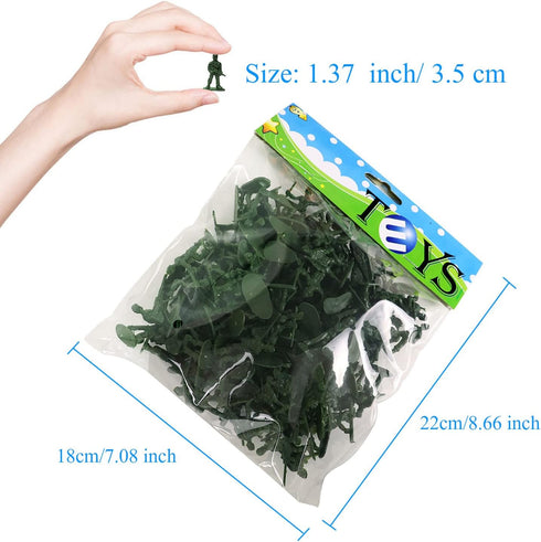 HAPTIME 100-Piece Green Toy Soldiers, 12 Poses Mini Army Men for Pretend Play