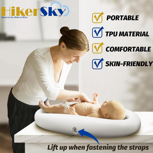 Portable Inflatable Baby Changing Pad, Waterproof & Wipeable Skin-Friendly, Include Storage Bag Easy