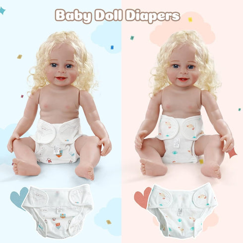 JIZHI 4 PCS Baby Doll Diapers, Underwear for 17-22 Inch Reusable Doll Diapers