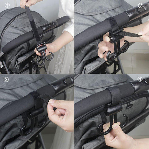 JOKOTI Upgraded Car Hook Baby Stroller Hooks for Hangings Diaper Bags Stroller Hook Stroller Accessories Travel, black