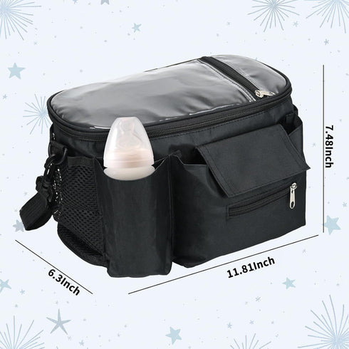 Stroller Organizer with Insulated Cup Holders - Universal Stroller Caddy Bag Fits for Uppababy, Baby Jogger, Nuna