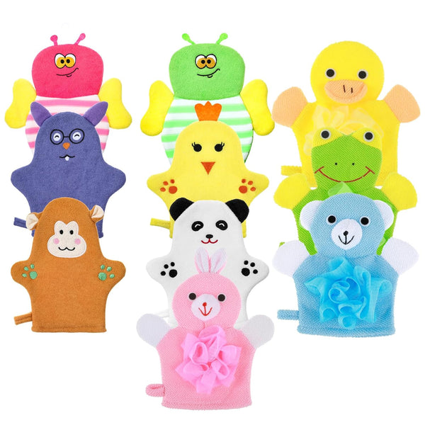 Sibba 10 Pcs Baby Bath Mitt Washcloths Gloves, Gentle Cute Exfoliating Wash Mitt