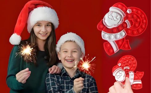 Roaqua 2 Pcs Sensory Santa Claus Christmas Tree Bubble Pop Fidget ,Push Stress Relief Educational Tool for Kids Adult