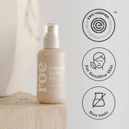Roe Wellness Baby Hair, Scalp & Body Oil Unscented | Massage, Soothe, & Hydrates Irritated Skin | All Natural
