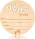 Lemicin Baby Birth Announcement Sign 5.9 Inch Hello World Newborn Name Wooden Plate