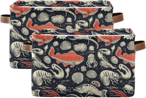 CWUPZAY 1 Pack Salmon Storage Basket Canvas Fabric Collapsible Storage Bins Box Organizer Waterproof for Home Bedrooms