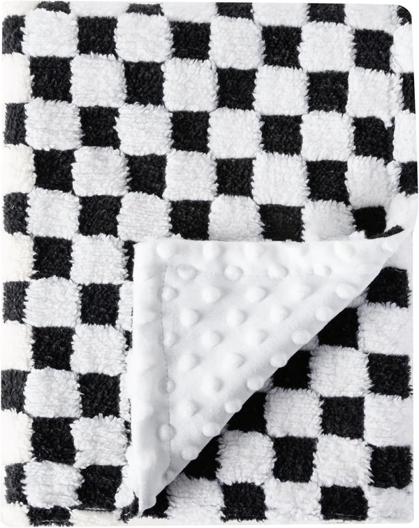 Soft Checkered Baby Blankets, Unisex, Breathable Gender Neutral, 30” X 40”