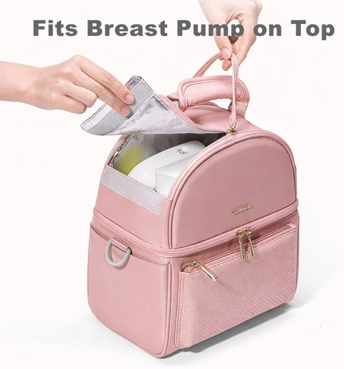 Packs SUNVENO Breast Milk Cooler Bag with Detachable Insulation Box, Double-Layer Pumping Travel Bag for Work
