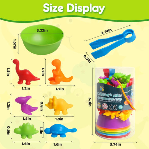 Counting Dinosaur Toys Matching Games with Sorting Bowls, Sorting Toys for Toddlers, Preschool Learning Activities for