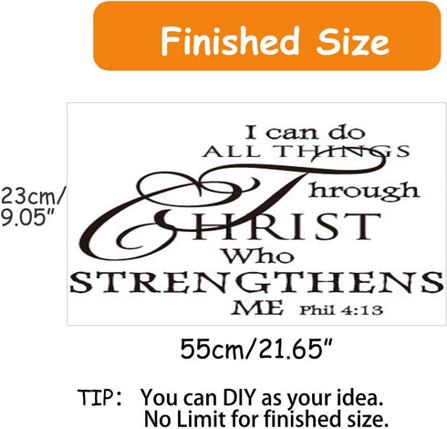 Inspirational Wall Decor Quotes Stickers - I Can Do All Things Through Christ Who Strengthens Me, Wall Decals for Rooms