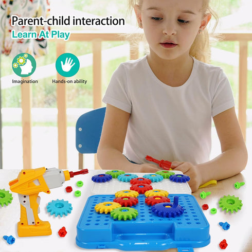 Gears Toys for Kids Ages 4-8, STEM Educational Construction Building Toy Set for Boys and Girls, Creative Learning