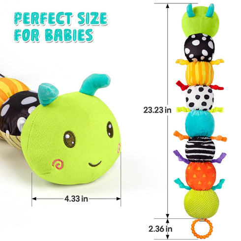 0-6 6-12 Tummy 3 6 9 12 18 1 2 Baby Stuffed Animal Toys for Months, Baby Musical Caterpillar Time Toys for Babies