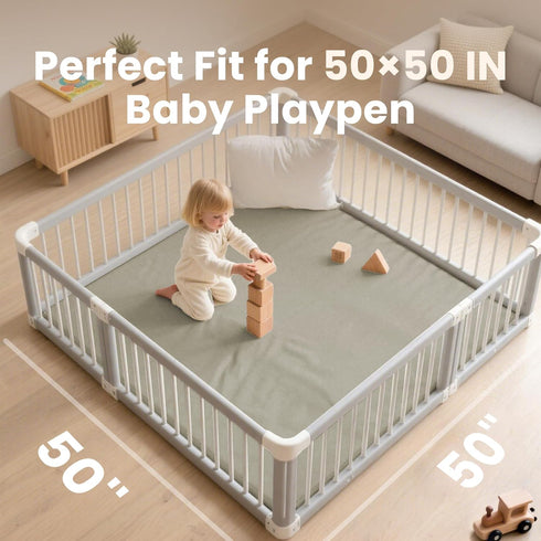 50x50 Inches,1.3" Huloo Sleep Baby Play Mat Thick Padded Waterproof Floor Cushion & Playpen Mat with Vegan