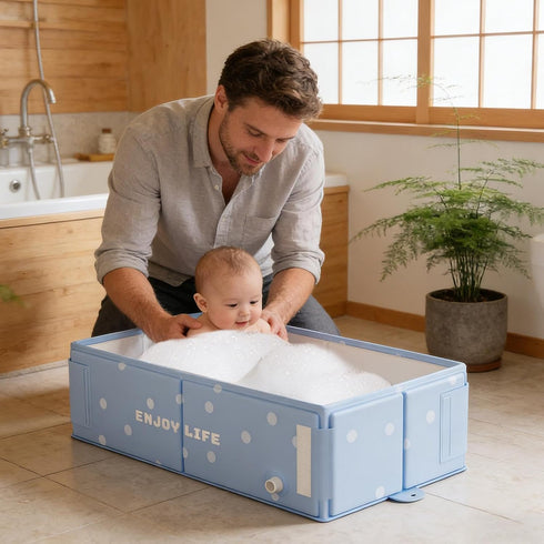 Generic Folding Kids Bathtub - Portable Water Basin, Travel Shower Tub No Assembly Needed | Lightweight Bath