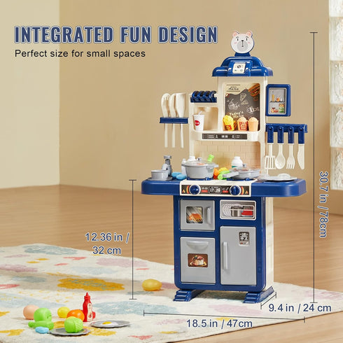 Playset 48PCS, Set 18.5" 9.4" 30.7" VEVOR Kids Kitchen Pretend Play Kitchen with Cooking Stove with Steam, Sounds
