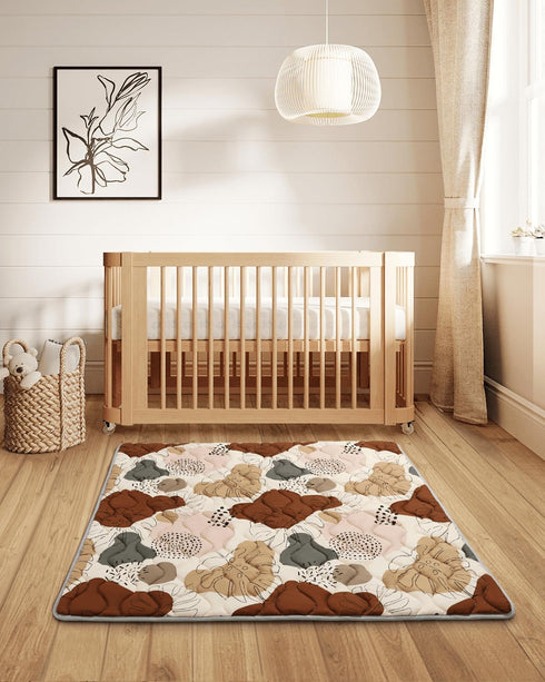 Tummy 43" 43" Blissful Diary Portable Baby Play Mats for Floor, Thicker Cushioned Foldable Baby Crawling Mat for Indoor