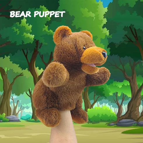 Hand Puppets Bear Puppet, 10" Movable Mouth Animal Puppets for Kids, Sloth Plush Toy Gift for Storytelling