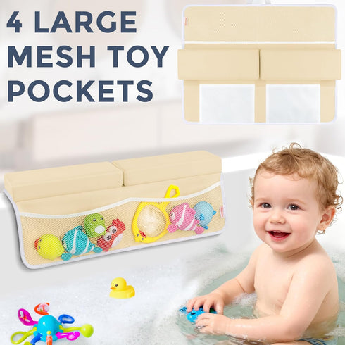 ACGROW Elbow Set 1.5 Bath Kneeler and Rest Pad - Comfortable Thick Baby Bath Kneeler Pads with Toys Organizer, Non-Slip