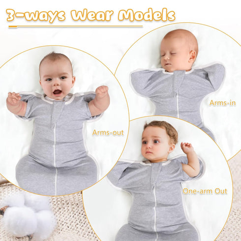 3-6 2-Pack 2 100% 0.5 3-6 Swaddle Newborn Age Months, Newborn Swaddle Sack with Way Zipper, Cotton Arms Up