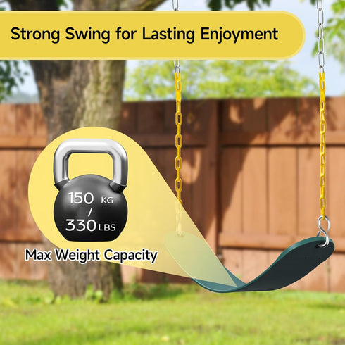 DECORLIFE Swing Seat for Swing Set, Replacement Kit with Tree Swing Straps, Supports 330lb, Green