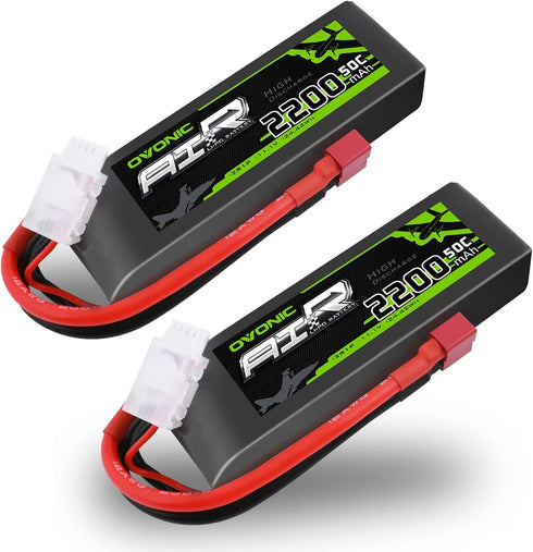 OVONIC 3S Lipo Battery, 50C 2200mAh 11.1V with Dean-Style T Connector for RC Airplane Quadcopter
