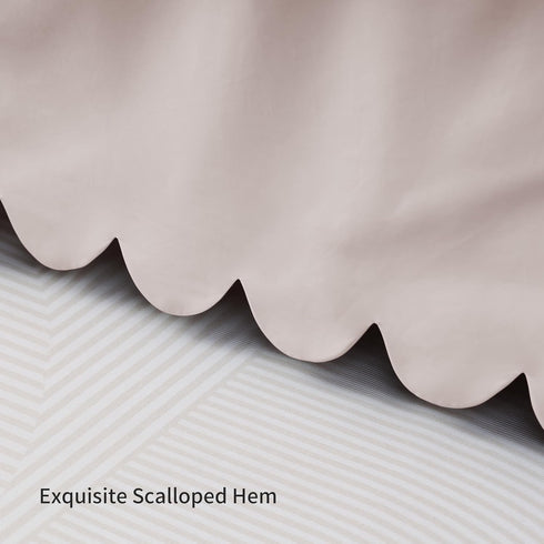 100% 400 Count 52"X28" 14" Scallop Edge Crib Skirt Ivory, Egyptian Cotton Thread Crib Skirt Dust Ruffle,Double