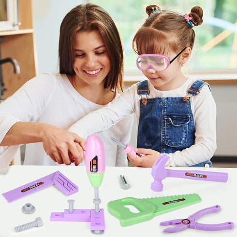 Set Playset 3 4 5 6 Kids Tool - Toddler Tool with Toy Drill, Toy Tool Box, Construction Tools - Pretend Play Toddler
