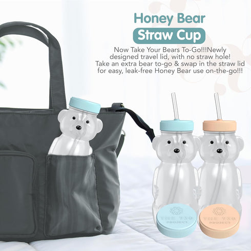 730 2-Pack Set, 8 oz, The Project Honey Bear Straw Cup for Babies, Honey Bear Bottle with Travel Lid, Therapy Learning