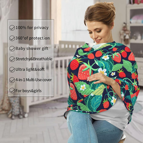 Schgap Strawberries Car Seat Covers Canopy for Baby Nursing Cover Breastfeeding Baby Carrier Cover Stretchy Carseat