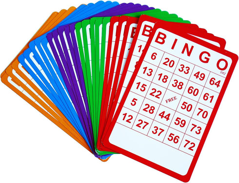 Yuanhe 100 Bingo Cards - Reusable Bingo Paper Game Cardstock Bulk in 5 Colors