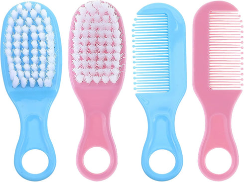 Brush and Comb Set for Newborns and Infants, Soft Nylon Bristles, Gentle