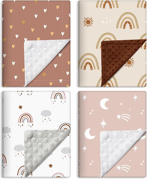 Tiamon 4 Pack Boho Rainbow Baby Blankets for Girl Boy Newborn Unisex