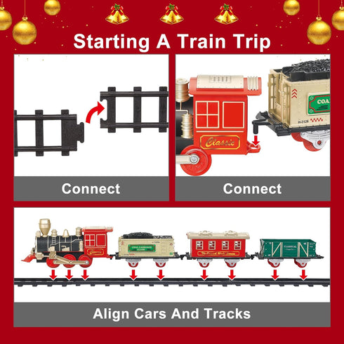 Set 3-8 Classic Electric Train for Toddlers Battery Operated Push-Button Train with Lights & Sounds, No Remote
