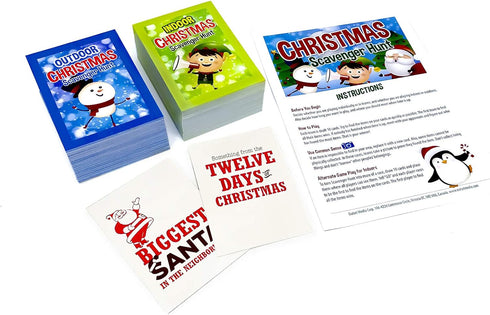 Outset Media Christmas Scavenger Hunt Game - 220 Cards, Christmas Themed Party Game for 2+ Players Ages 6+