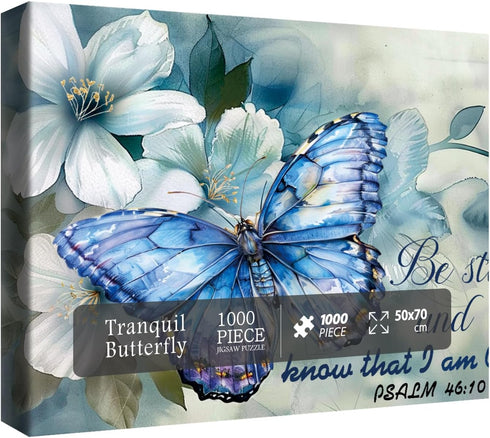Christian Flower Butterfly Puzzles for Adults, 1000 Pieces, Religious Inspirational Scripture Jigsaw Puzzle