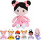 OUOZZZ Soft Baby Doll for Girls - My First Baby Doll, Plush Rag Doll with Black Hair & Pink Dress for Toddlers