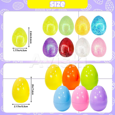8 Pack Easter Eggs with Egg Shape Stree Ball Toys, Easter Basket Stuffers for Kids Toddlers, Squeeze Toys for Easter