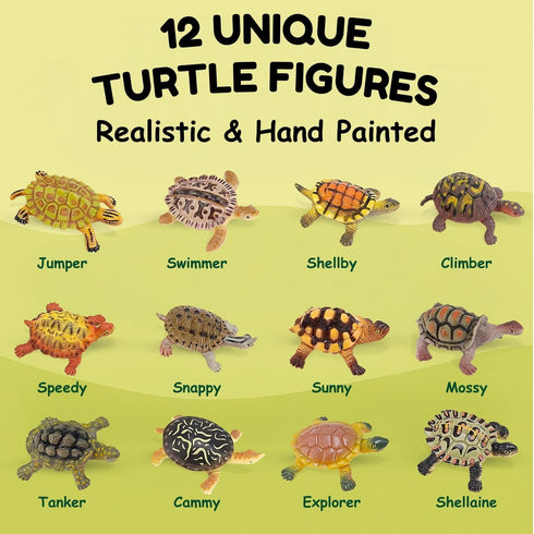 Liberty Imports 12 Piece Miniature Sea Turtle Animal Toys - Hand Painted Tortoise Figurines for Kids Party Favors