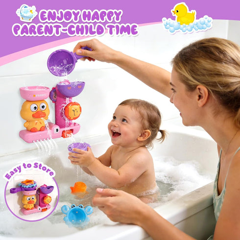 1-3 1+ 3 1 Baby Bath Toys for Kids Ages Interactive Toddler Bath Toys Duck Learning Mold Free Shower Tub Toys for Year