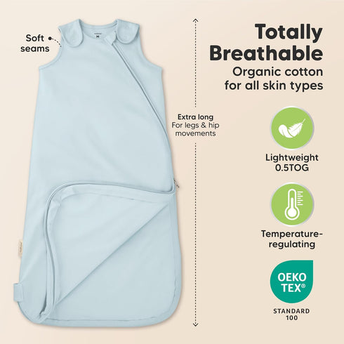 2-Pack 100% 0.5TOG 18-24 Organic Baby Sleep Sacks, Cotton - Soft & Breathable Baby Wearable Blanket, Toddler Sleeping